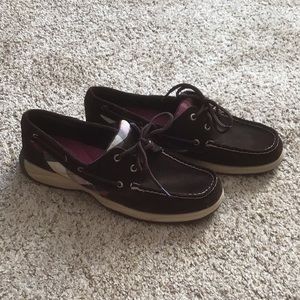Sperry Brown Suede and Plaid Boat Shoes Size 8